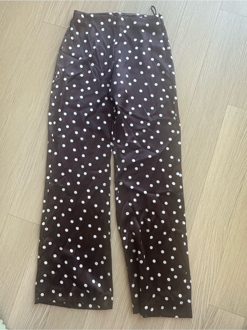 Zara satin pants- Brown with White Dots